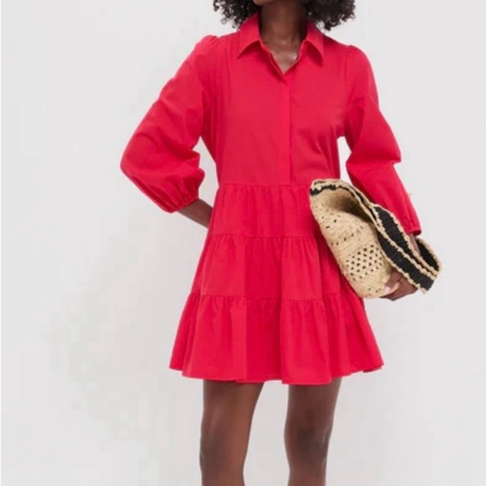 Tuckernuck Mabel Dress NWT XS Red Hibiscus Puff Sleeve Cotton Mini